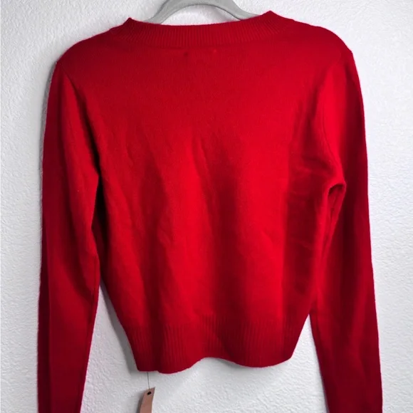 NWT Reformation Dana Cashmere Crew Cherry Red Sweater - Picture 7 of 11
